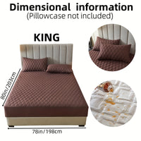 1pc Layered Solid Color Waterproof Mattress Protector (Without Pillowcase And Pillow Insert) Soft And Comfortable Mattress Cover Bedroom Guest Room Bedding Waterproof Mattress Protector Room Bedspread Non-slip All-inclusive P