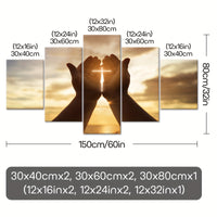Wooden Framed Canvas Poster - Prayer Hand Canvas - 5pcs