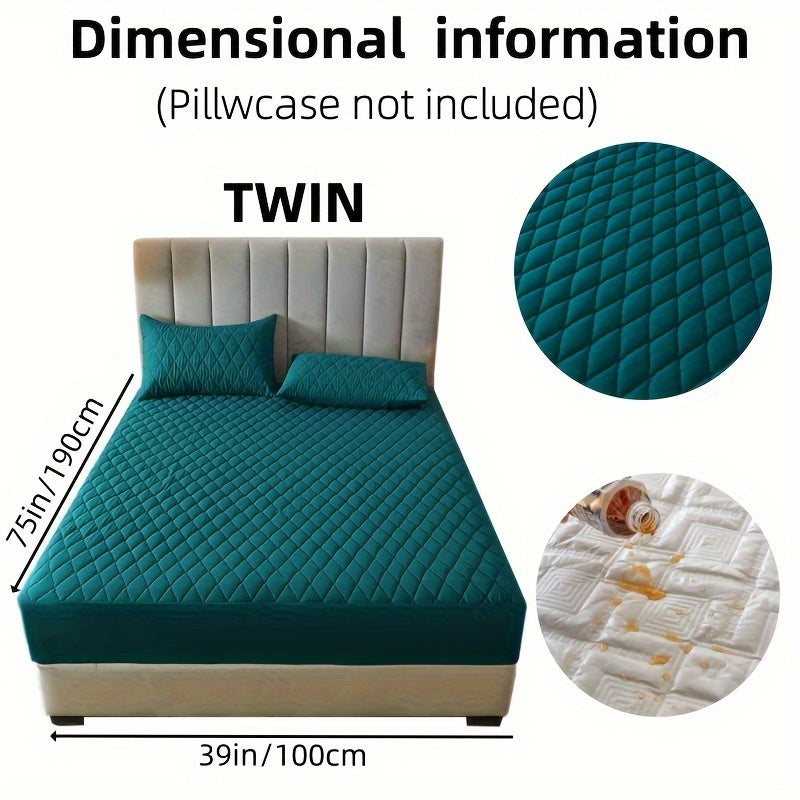 1pc Layered Solid Color Waterproof Mattress Protector (Without Pillowcase And Pillow Insert) Soft And Comfortable Mattress Cover Bedroom Guest Room Bedding Waterproof Mattress Protector Room Bedspread Non-slip All-inclusive P
