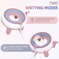 QJH 40-Needle Knitting Machine Kit, DIY Creative Weaving Loom, Quick Knit for Hats, Scarves, Gloves, Coasters, Circular & Flat Weaving, with Manual Operation, No Electricity or Batteries Needed
