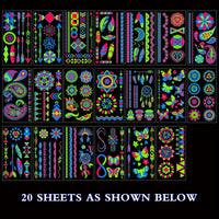 Neon Glow Temporary Tattoos, Blacklight Body Art Stickers, - 20 Sheets