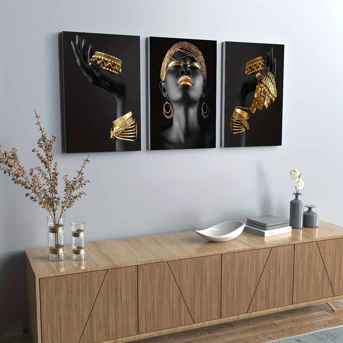 African Woman Wall Painting Art Posters and Prints - 3pcs/set