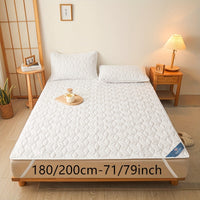 1pc Waterproof Mattress Pad Set, Dust & Stain Resistant, Soft Comfortable Bedding, Machine Washable, Polyester 100%, Polyurethane 100%, Woven, Active Printing, Ultrasonic Embossed, <3cm Thick, 80-85g Fabric Weight