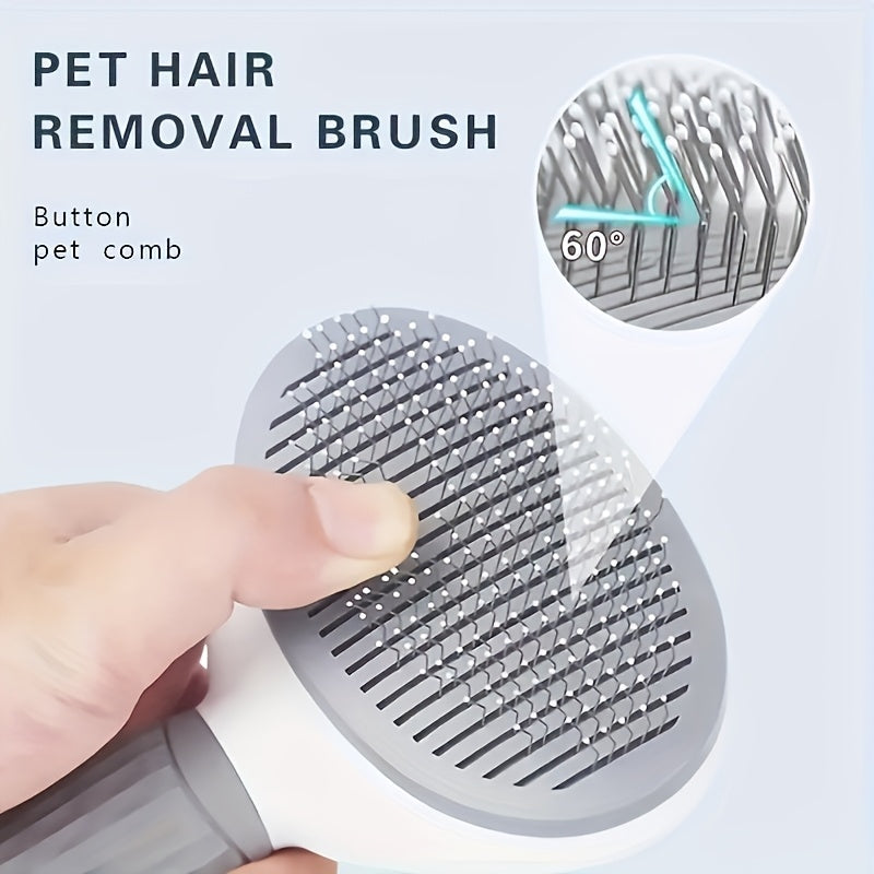 Pet Pro Stainless Steel Dog Grooming Brush - One-Click Hair Removal