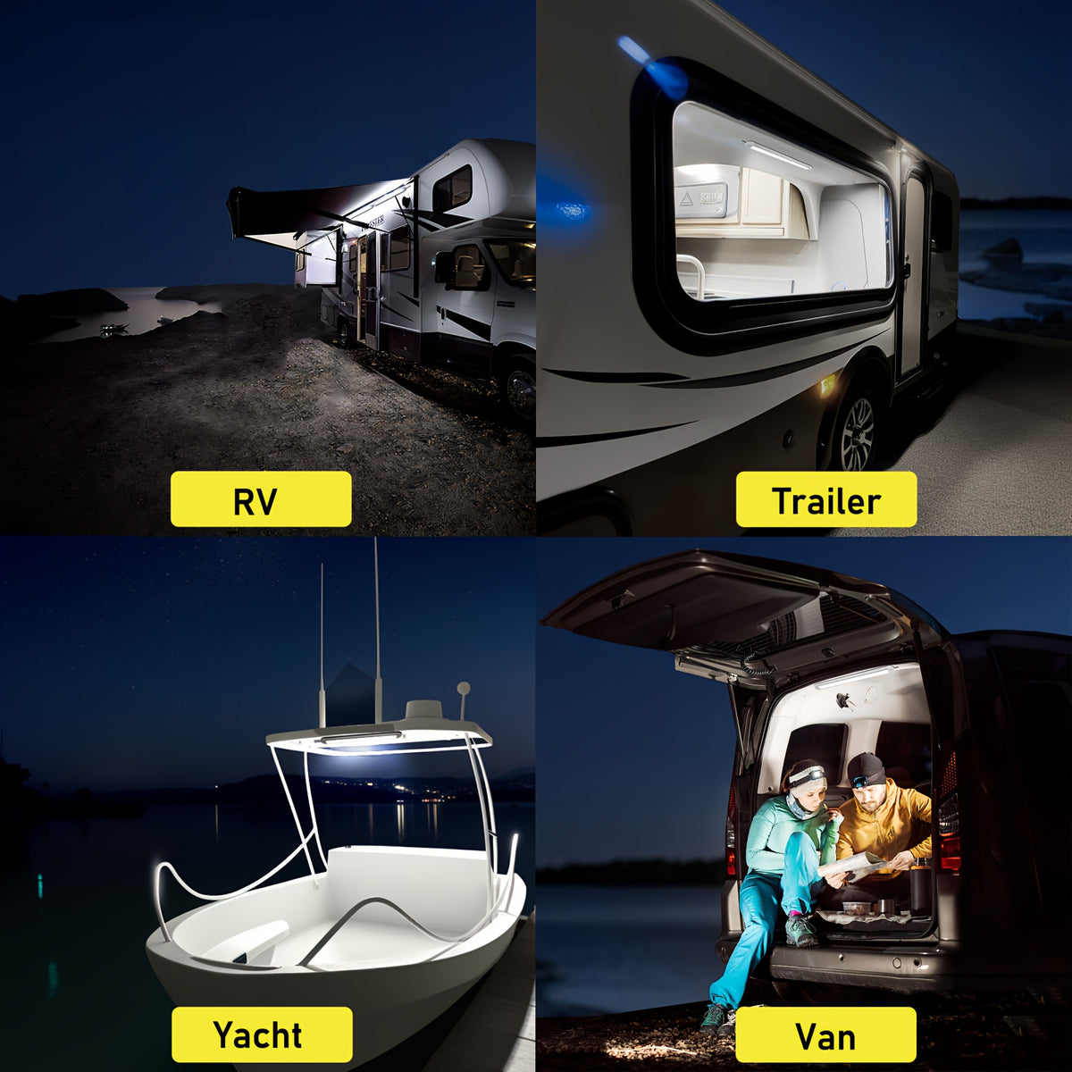 MERTTURM 12V LED Interior Light Bar with On/Off Switch, 120 LEDs 1500LM, White Housing, Mounting Brackets Included - Perfect for Enclosed Trailers, Cars, RVs, Vans, Trucks, Campers, Boats, Caravans - 4pcs