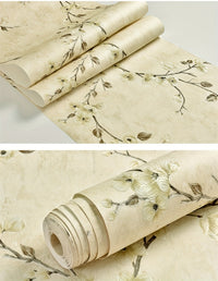 Rustic Style Plum Blossom Pattern Non-woven Wallpaper