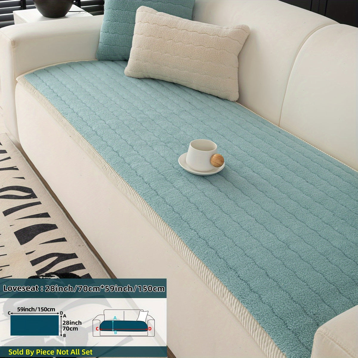 1pc Contemporary Thick Suede Sofa Pad, Machine Washable, Pet Friendly, Polyester 100%, Short Plush, Quilted Design, No Printing, Compatible with Armchair, Loveseat, 3-Seater, 4-Seater, Sectional Sofas, 250-300 g/㎡ - Ideal f