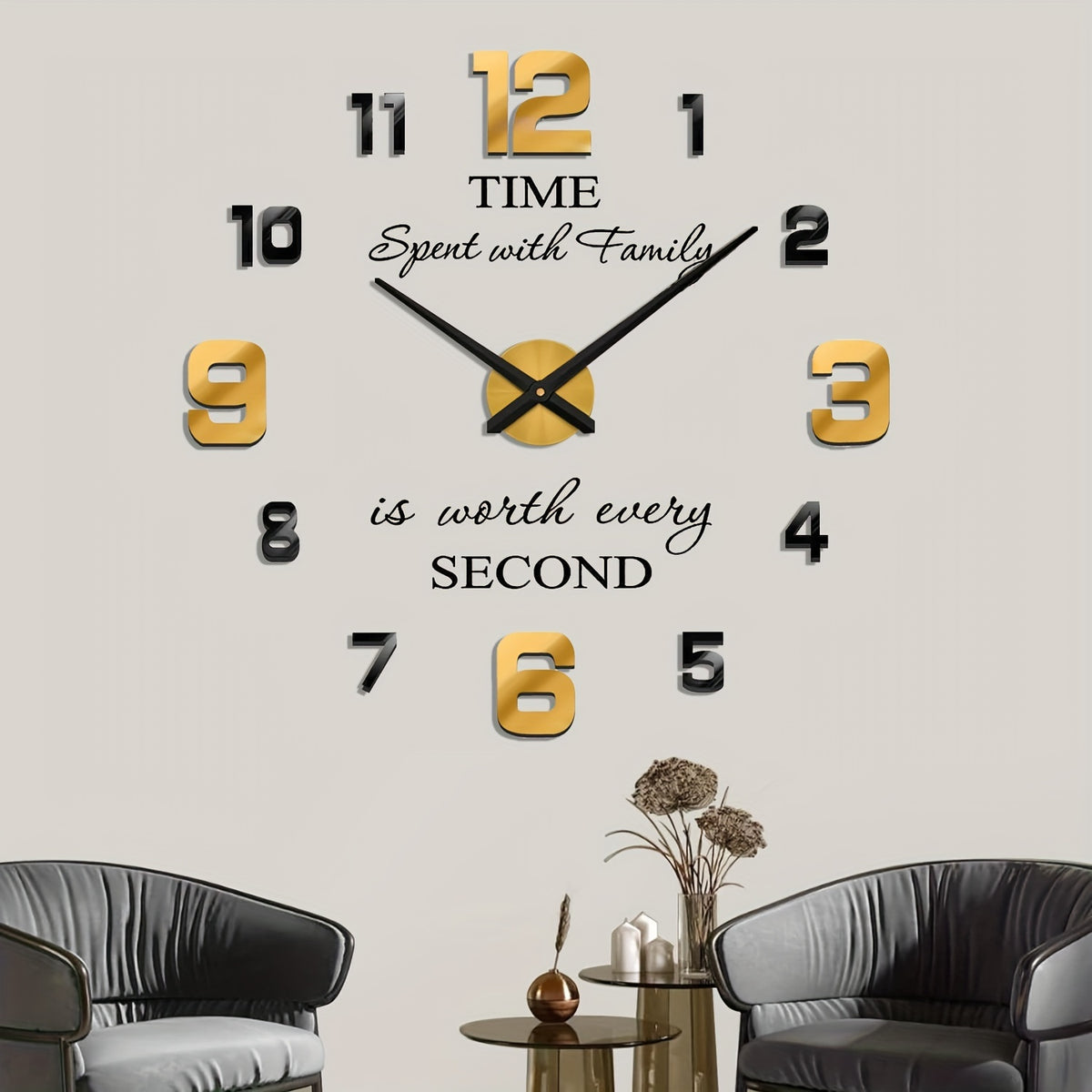 Acrylic Silent Wall Clock 3D Frameless Wall Decoration Sticker