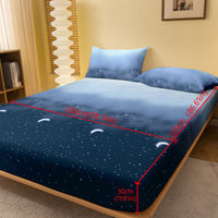 Starry Night Brushed Fitted Sheet - Soft, Breathable Polyester Bedding for Bedroom & Guest Room, Deep Pocket Design, Machine Washable
