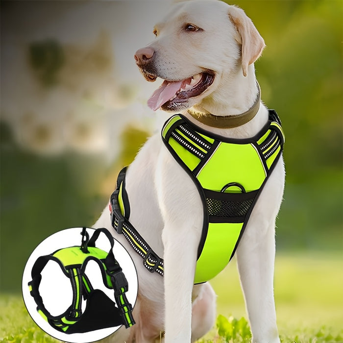 Dog Harness - No Pull Service Vest With Reflective Strips And Control Handle