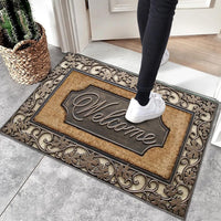 1pc Welcome Home Doormat - 100% Polyester, 6mm Thick, Rubber Backed, Non-Slip, Machine Washable, Rectangular Entryway Mat with Abstract Line Pattern - Durable, Easy to Clean, Decorative Mat for Door, Bathroom, and Entryway -