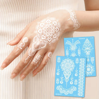 White Henna Temporary Tattoos - Lace Mandala Designs - 4 Sheets