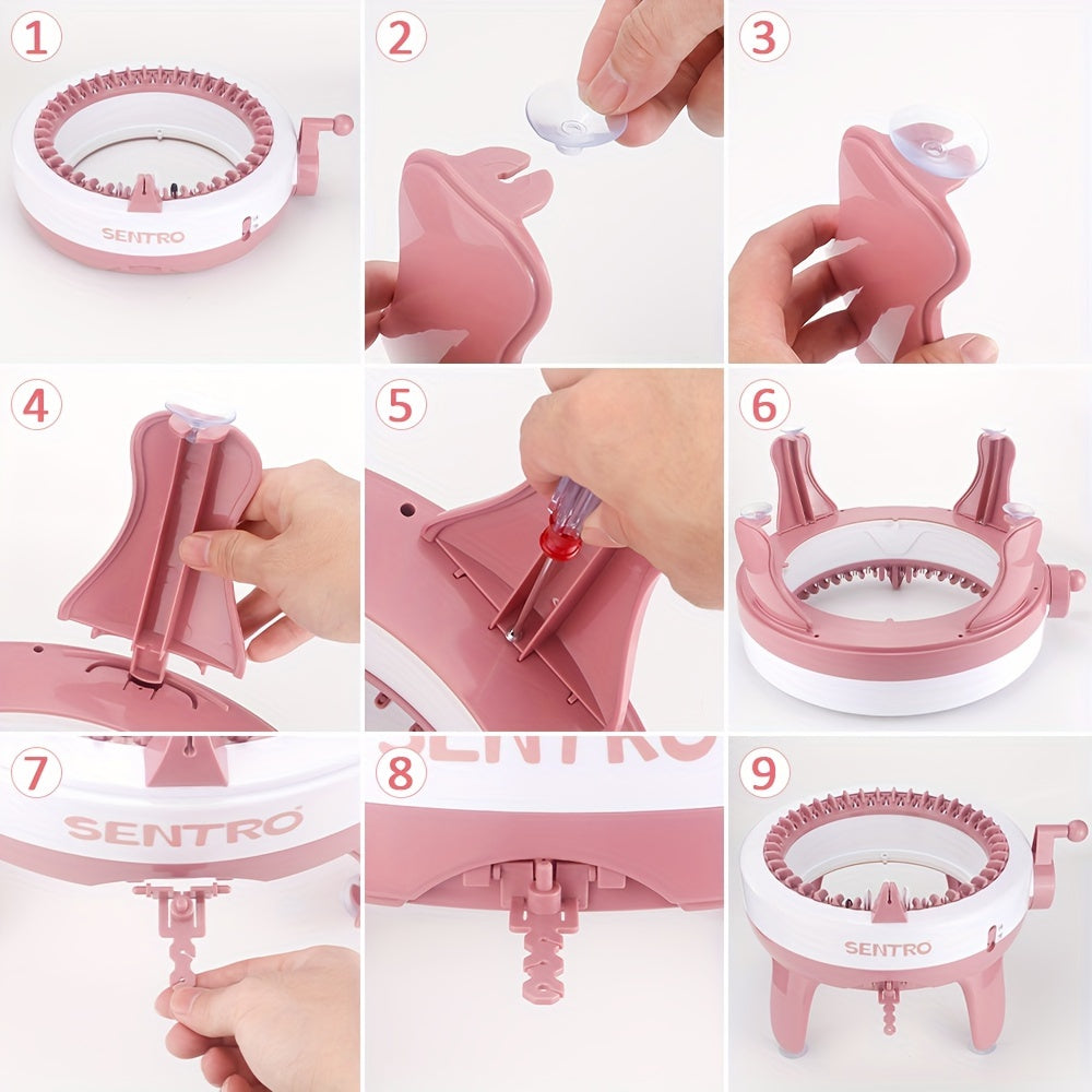 QJH 40-Needle Knitting Machine Kit, DIY Creative Weaving Loom, Quick Knit for Hats, Scarves, Gloves, Coasters, Circular & Flat Weaving, with Manual Operation, No Electricity or Batteries Needed