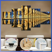 Wooden Framed Canvas, Magnificent Architecture Theme Poster - 5pcs