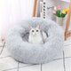 Donut-Shaped Plush Cat Bed, Soft Polyester Fleece, Non-Skid Bottom