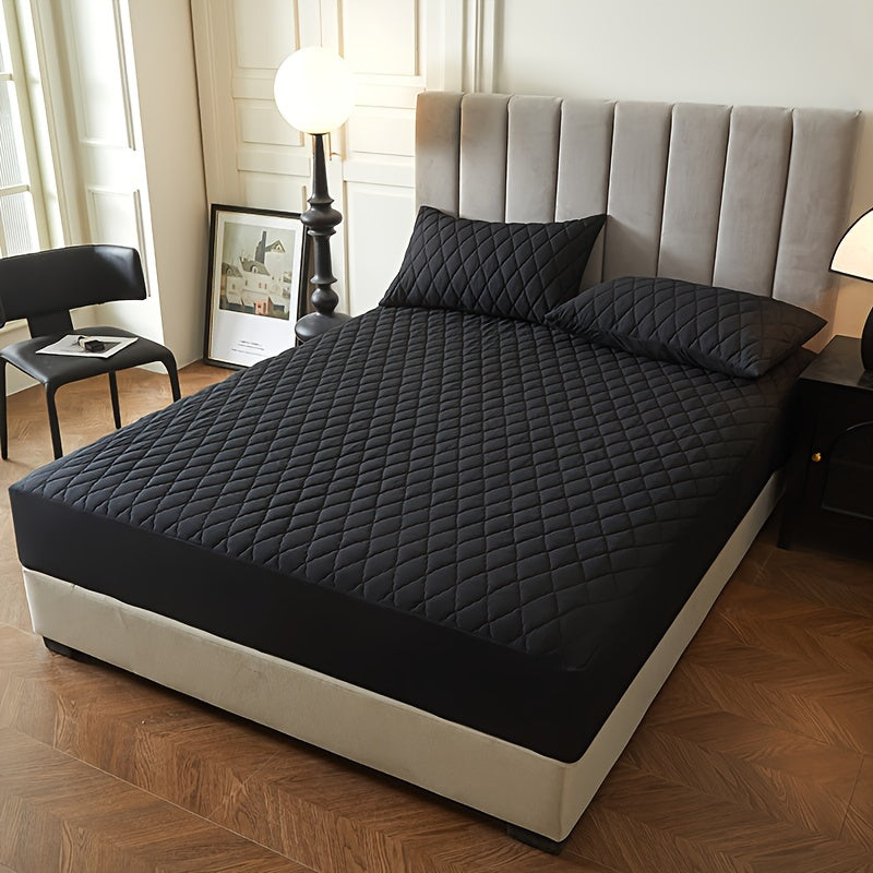 1pc Layered Solid Color Waterproof Mattress Protector (Without Pillowcase And Pillow Insert) Soft And Comfortable Mattress Cover Bedroom Guest Room Bedding Waterproof Mattress Protector Room Bedspread Non-slip All-inclusive P