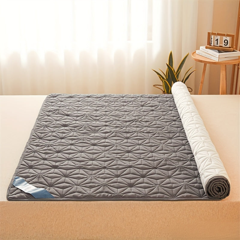 1pc Waterproof Mattress Pad Set, Dust & Stain Resistant, Soft Comfortable Bedding, Machine Washable, Polyester 100%, Polyurethane 100%, Woven, Active Printing, Ultrasonic Embossed, <3cm Thick, 80-85g Fabric Weight
