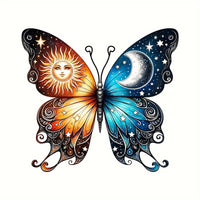 Butterfly Sun and Moon Metal Garden Sign