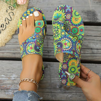 Bohemian Flower Pattern Slide Sandals