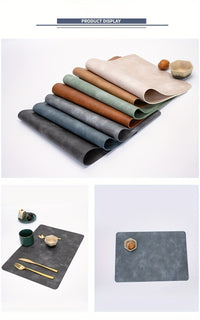 4pcs Set Faux Leather Placemats - Non-Slip, Heat-Resistant Table Mats with Cowhide Texture for Dining & Kitchen