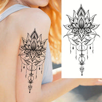 Lotus Henna Temporary Tattoo - Body Art Stickers