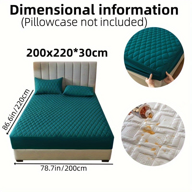 1pc Layered Solid Color Waterproof Mattress Protector (Without Pillowcase And Pillow Insert) Soft And Comfortable Mattress Cover Bedroom Guest Room Bedding Waterproof Mattress Protector Room Bedspread Non-slip All-inclusive P