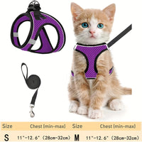 Escape-Proof Cat Harness & Leash Set - Reflective Soft Mesh Vest