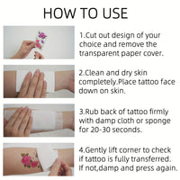 Hand Moon Flower Hannah Pattern Temporary Tattoo Stickers - 30pcs