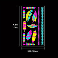 Neon Glow Temporary Tattoos, Blacklight Body Art Stickers, - 20 Sheets