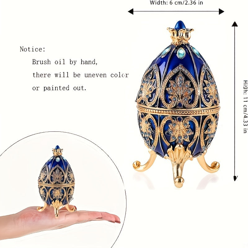 Elegant Hand-Painted Faberge Egg Trinket Box