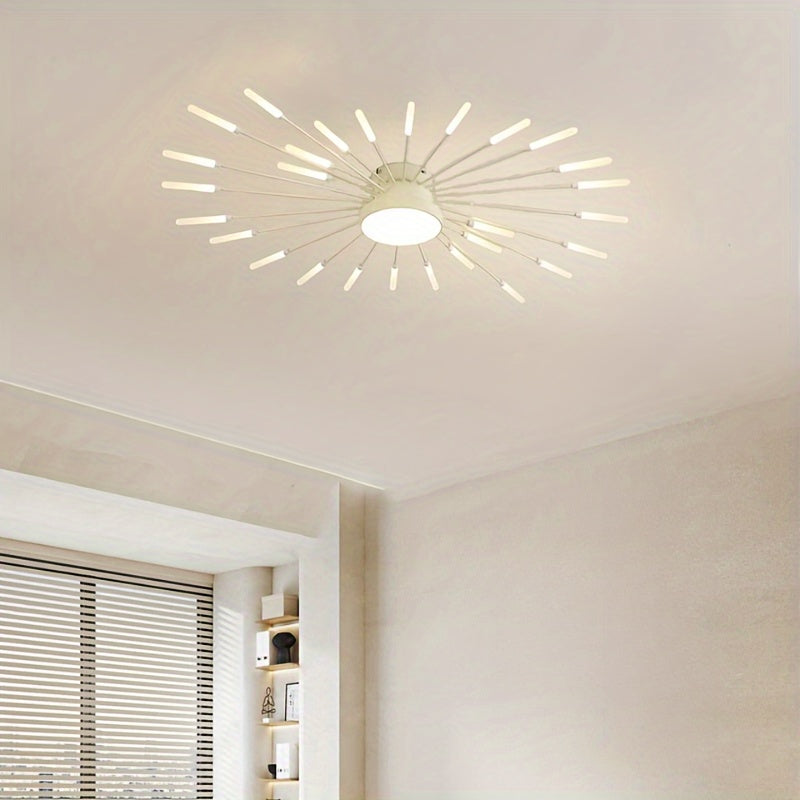Modern LED Vortex Fireworks Ceiling Light – Sleek Acrylic Design with Illuminated Base, Neutral Lighting for Bedroom, Living Room, or Dining Room, Lights for Living Room