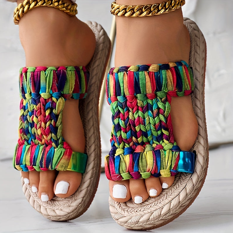 Colorful Woven Round Toe Casual Slippers