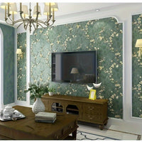 Rustic Style Plum Blossom Pattern Non-woven Wallpaper