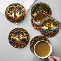 Tree of Life Wooden Coaster Set - 6pcs