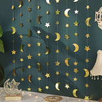 1pc 4m Ramadan Star Moon Pull Flower Pendant Pull Flag Party Decoration Scene Wall Arrangement