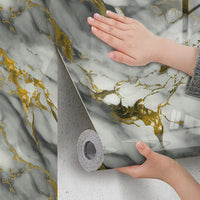 Marble Pattern Self-Adhesive Wallpaper, Detachable Foam Aluminium Backed Sticker