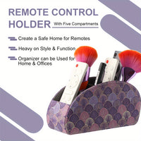 Remote Control Holder with 5 Compartments, Leather Desktop Caddy Storage Organizer