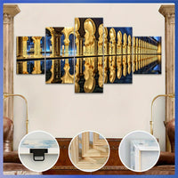 Wooden Framed Canvas, Magnificent Architecture Theme Poster - 5pcs