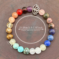 Bohemian Lotus Chakra Stretch Bracelet with Natural Gemstones