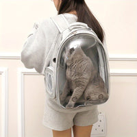 Large Capacity Cat Backpack, Transparent Pet Carrier with Breathable Design