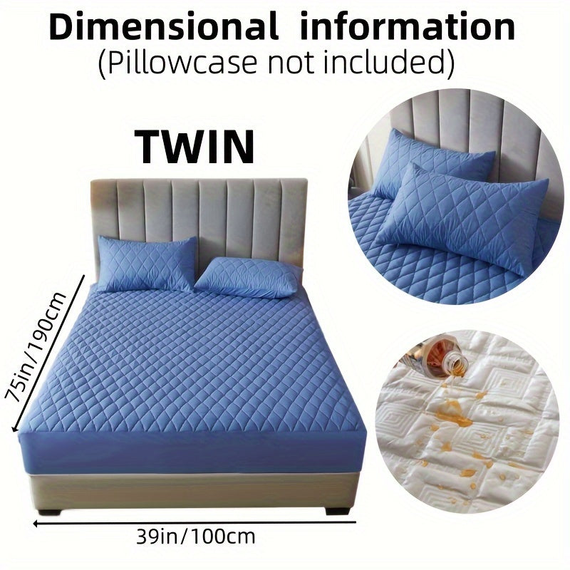 1pc Layered Solid Color Waterproof Mattress Protector (Without Pillowcase And Pillow Insert) Soft And Comfortable Mattress Cover Bedroom Guest Room Bedding Waterproof Mattress Protector Room Bedspread Non-slip All-inclusive P