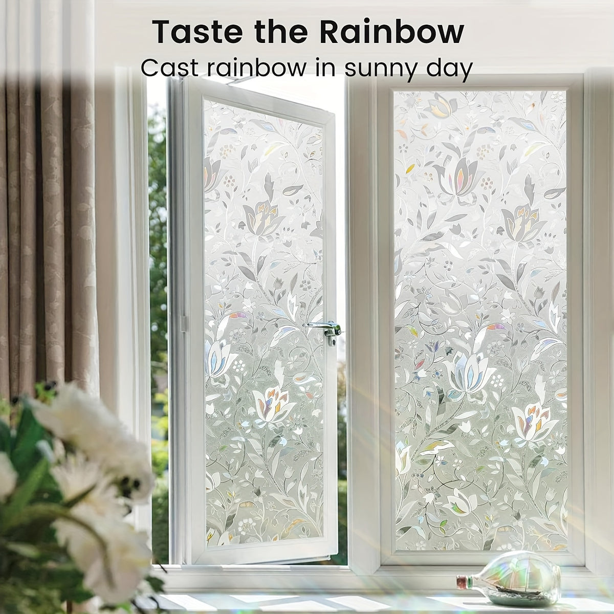 Rainbow Tulip Privacy Window Film - 19.81cm x 199.9cm