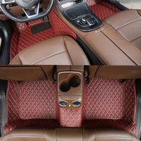 Luxury PU Leather Car Floor Mats - All-Weather Protection, Diamond Quilted Design