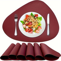 Round Faux Leather Placemats Set of 6, Non-Slip, Wipeable Table Mats for Dining, Kitchen, Restaurant, Cafe - Heat Resistant, Elegant Decorative Easy Clean Place Mats for Christmas