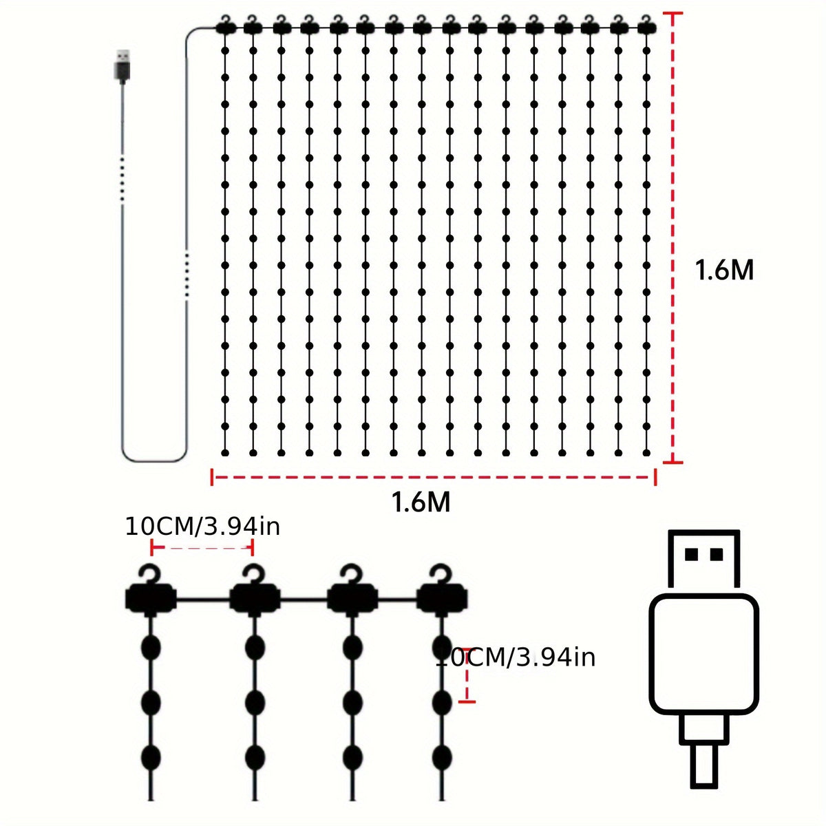 Smart Curtain Lights - RGBIC Color - 256 LED