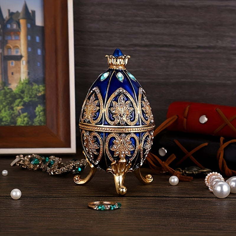 Elegant Hand-Painted Faberge Egg Trinket Box