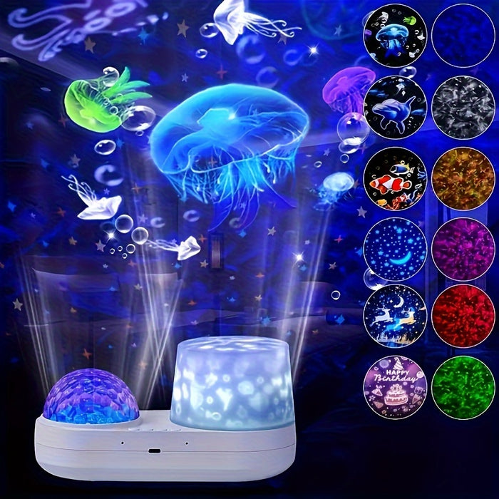 Galaxy Starry Projector, Night Light, Colorful Ocean Rotary Music Night Lamp