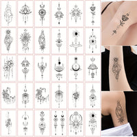 Hand Moon Flower Hannah Pattern Temporary Tattoo Stickers - 30pcs