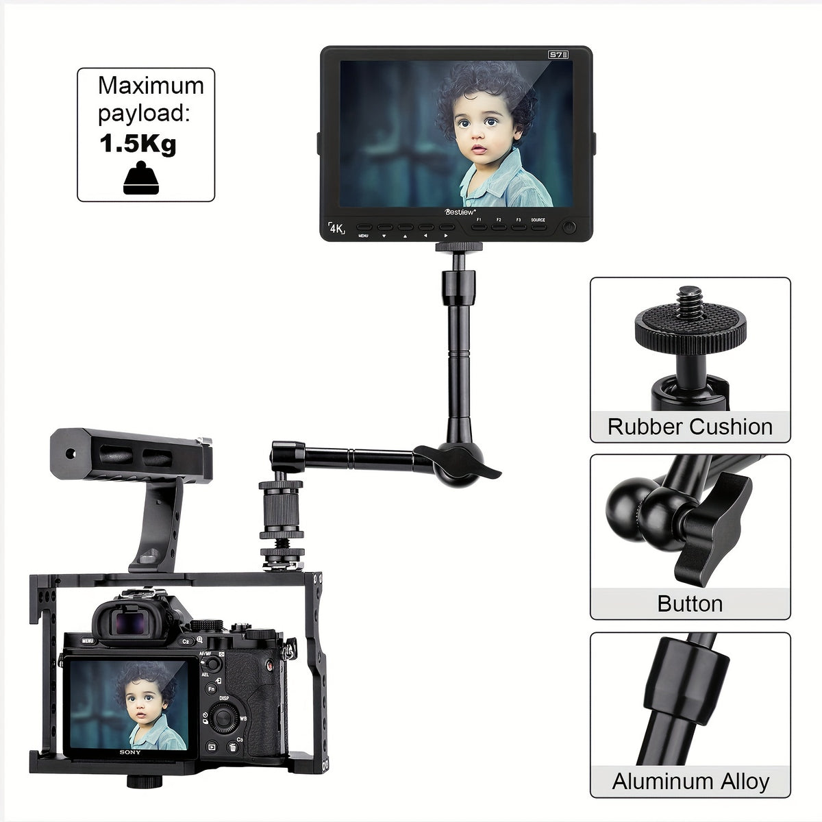 Articulating Magic Arm + Super Clamp For DSLR Rig Camera - LCD Monito - 27.94 Cm