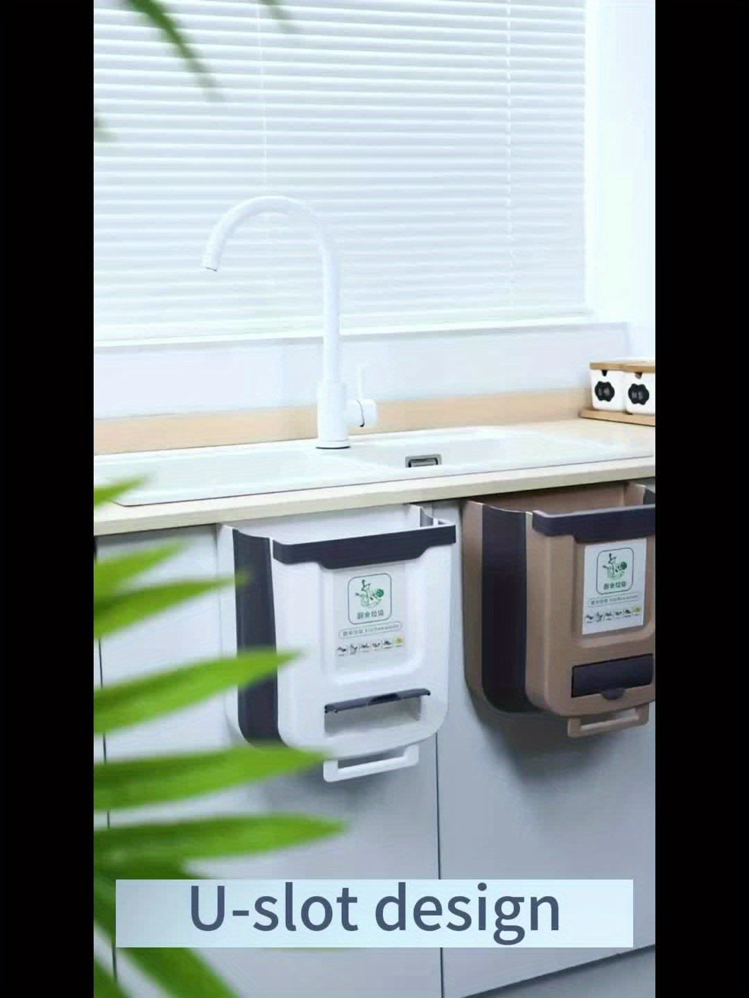 Large Foldable Hanging Trash Can for Kitchen Cabinet Doors